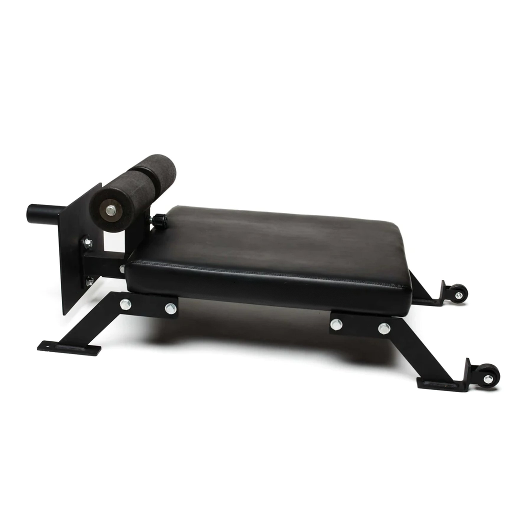 Black flat padded nordic hamstring portable bench