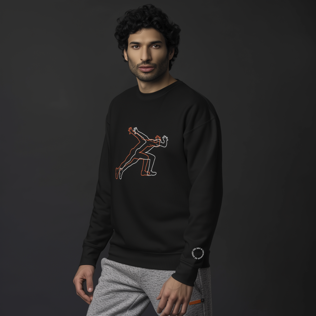 dual sprint sweatshirt in black by thesprint.club