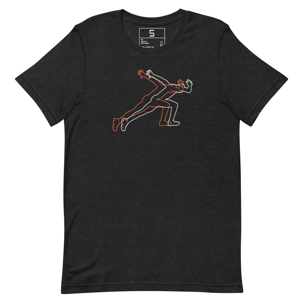dual sprinter black tee tshirt for sprinters with minimal style
